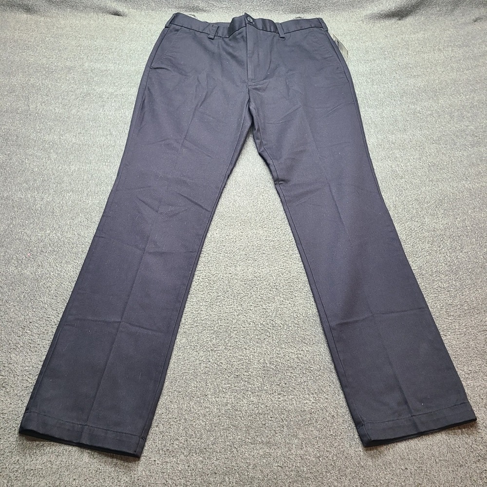 IZOD Chino Pants Mens 34x32 Navy Blue New Straight Leg American Chino Non-Iron
